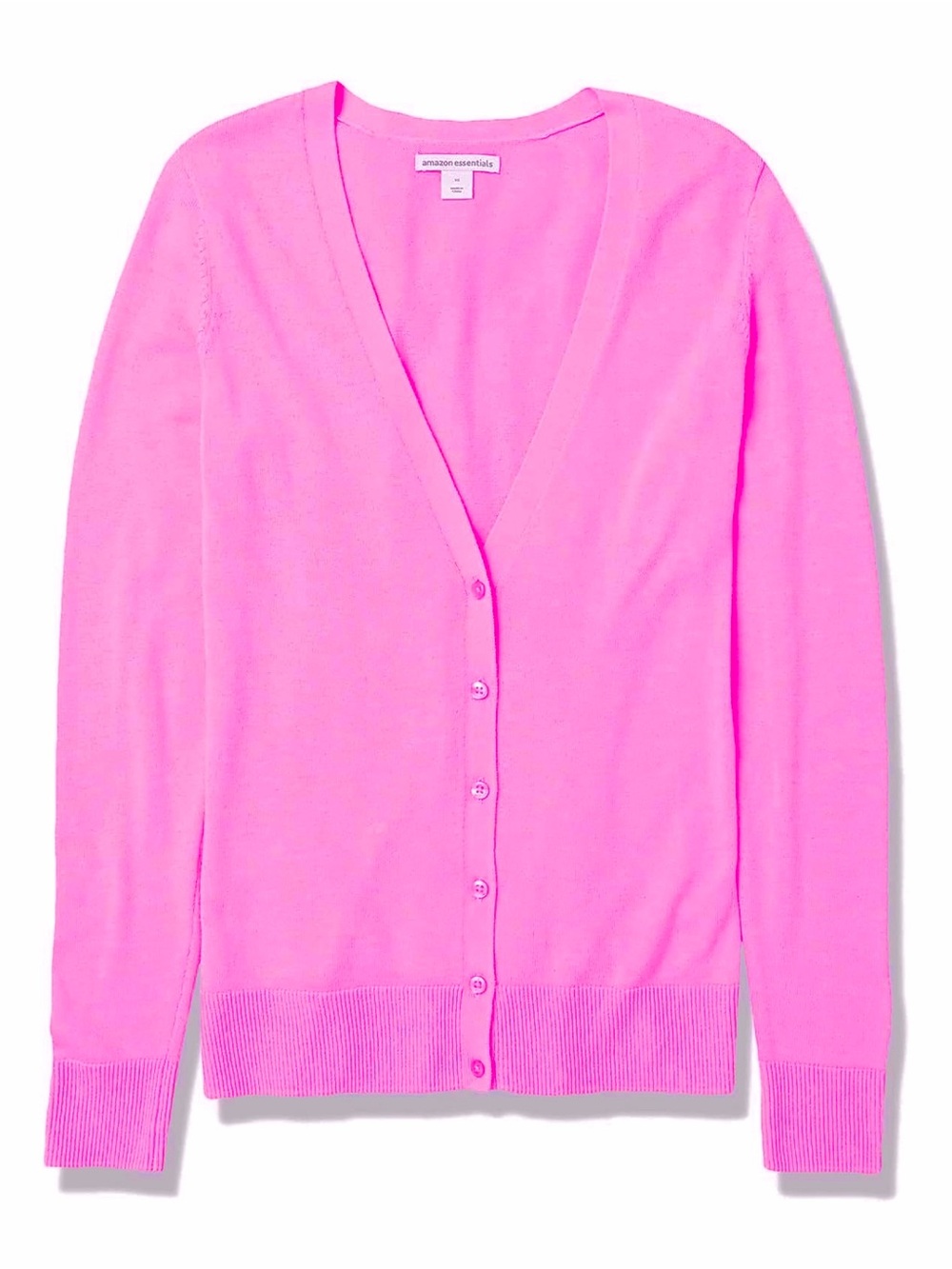 Women’s Amazon Essentials US S Bright Pink V-Neck Button Front Cardigan